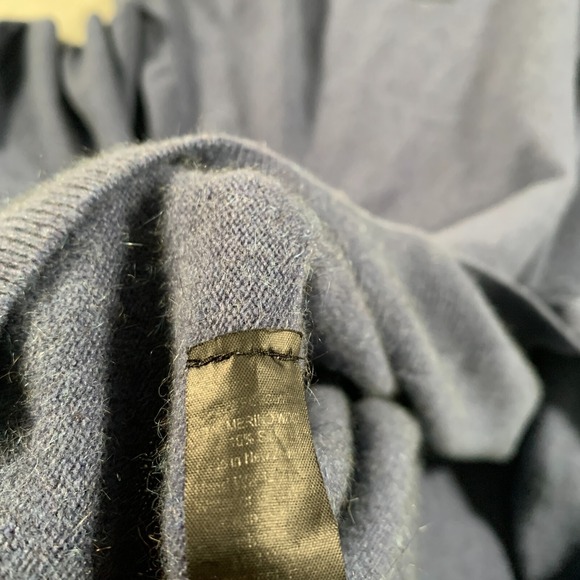 Native World Sweater Mens XL Blue V Neck Pullover Merino Wool Silk Soft - Picture 8 of 10